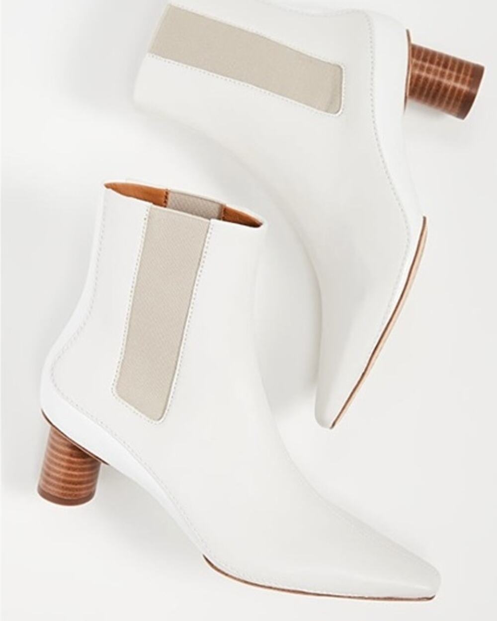 Rag & Bone Jet Boots Leather Pointed Toe Wooden Heel Chelsea Ankle Boot, White